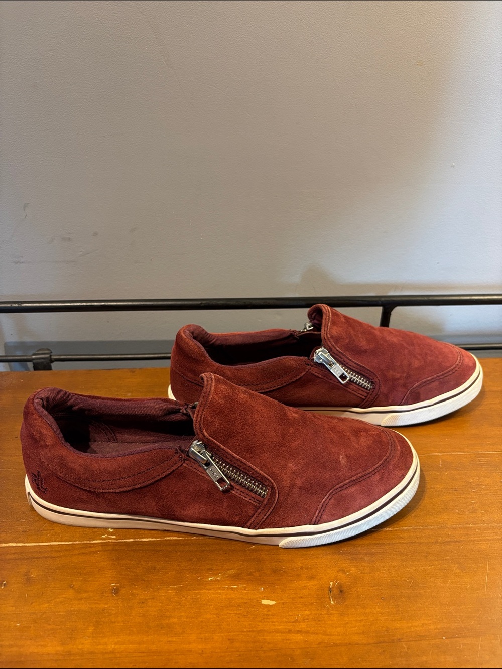Ralph Lauren Jeorgia Suede Burgundy Slip On Shoes - Picture 4 of 9